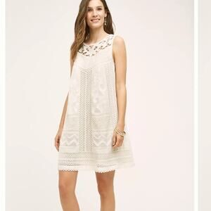 Anthropologie Vanessa Virginia Cottonwood Swing Dress White Embroidered Lace 2